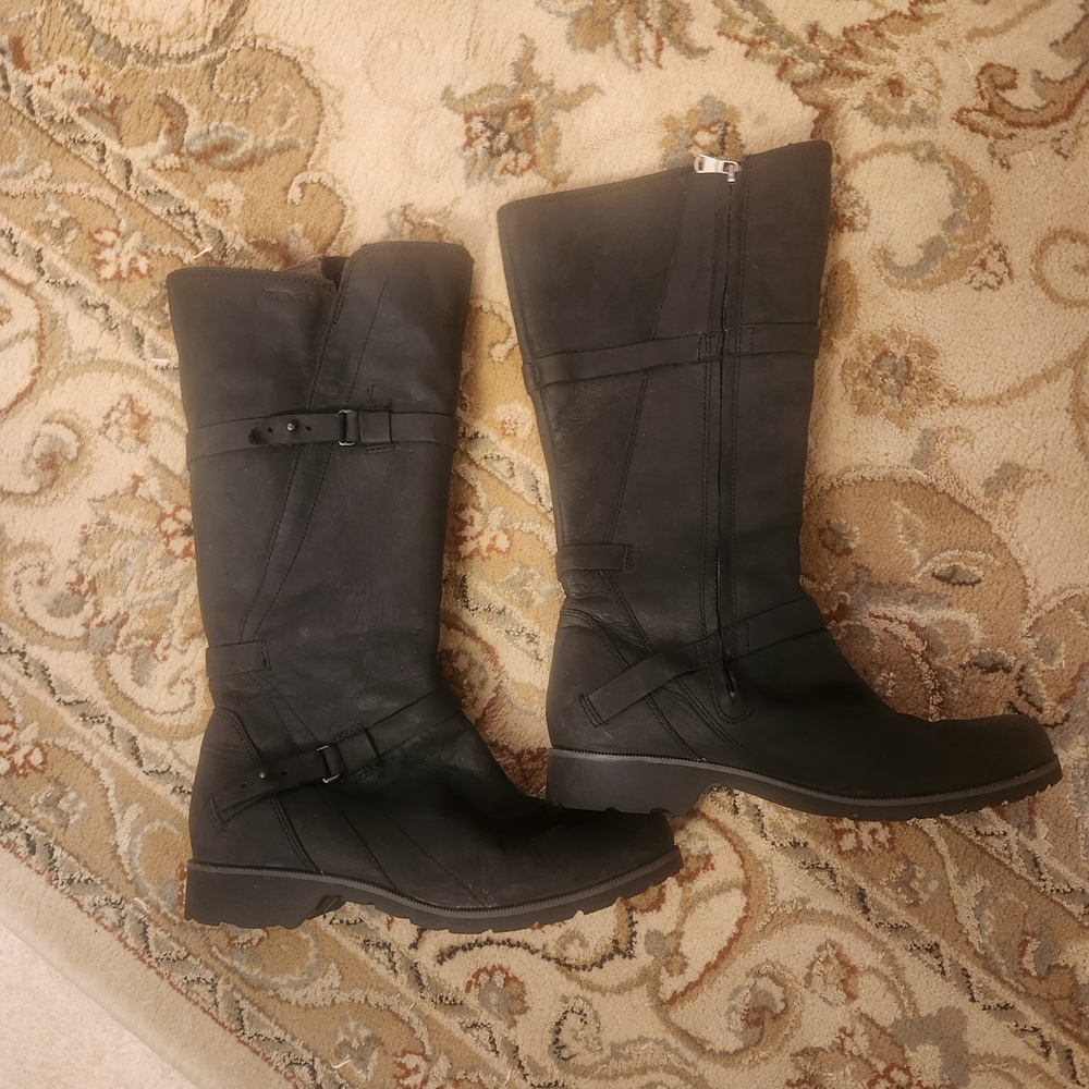 Teva Black Knee-High Buckle Riding Boots